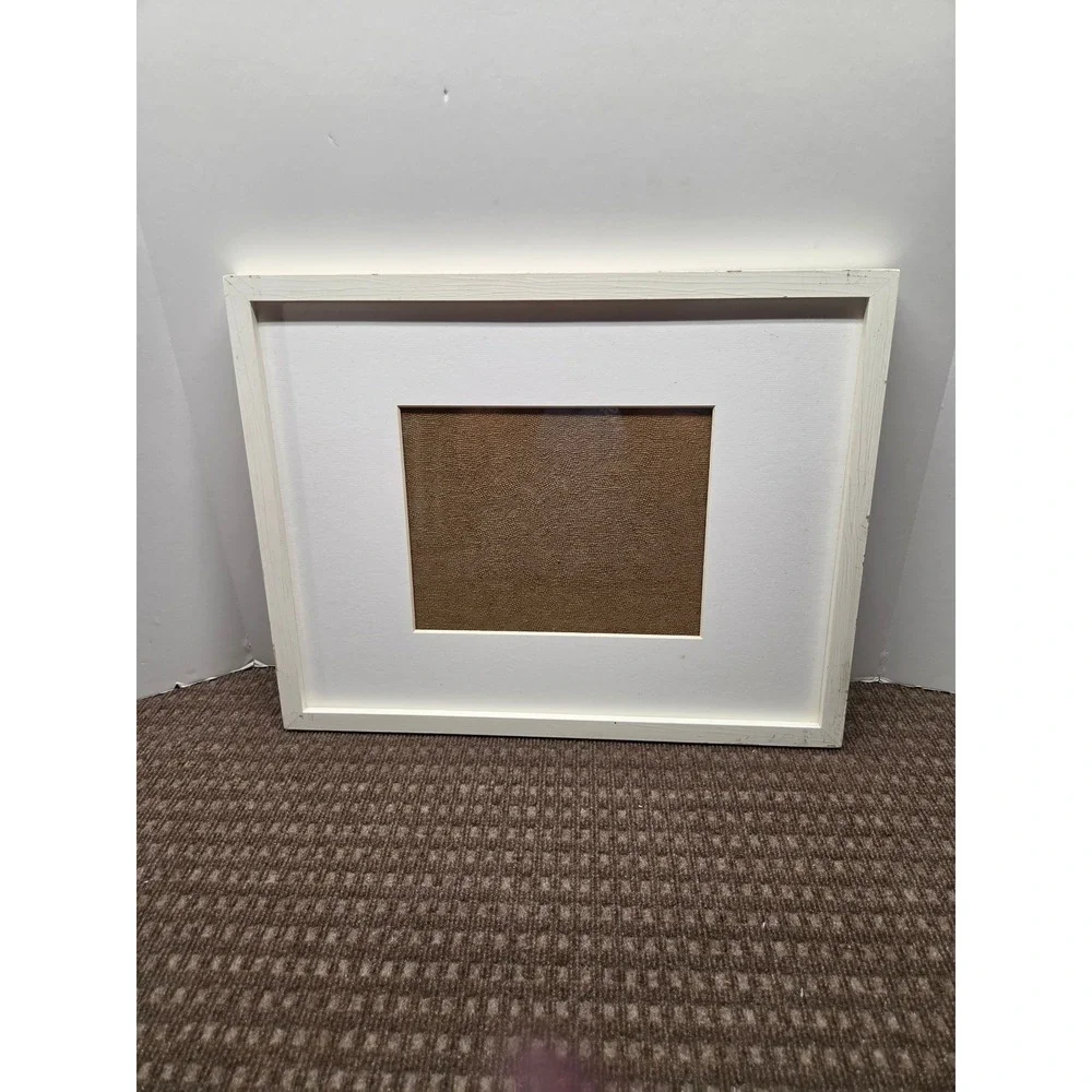 White Wood Grain Picture Frame with White Mat 17.5 x 21.5 Wall Decor